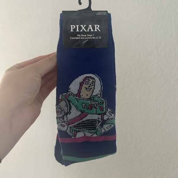Disney Pixar Buzz Lightyear Striped Crew Socks (Unisex, Size: 6–12)- NWT - Picture 6 of 6
